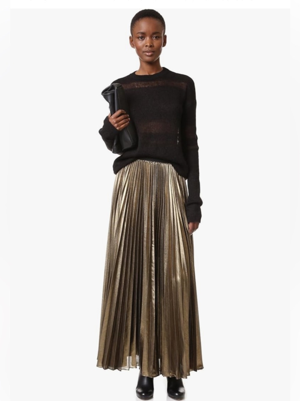 BCBGMAXAZRIA Women's Dallin Metallic Pleated Skirt